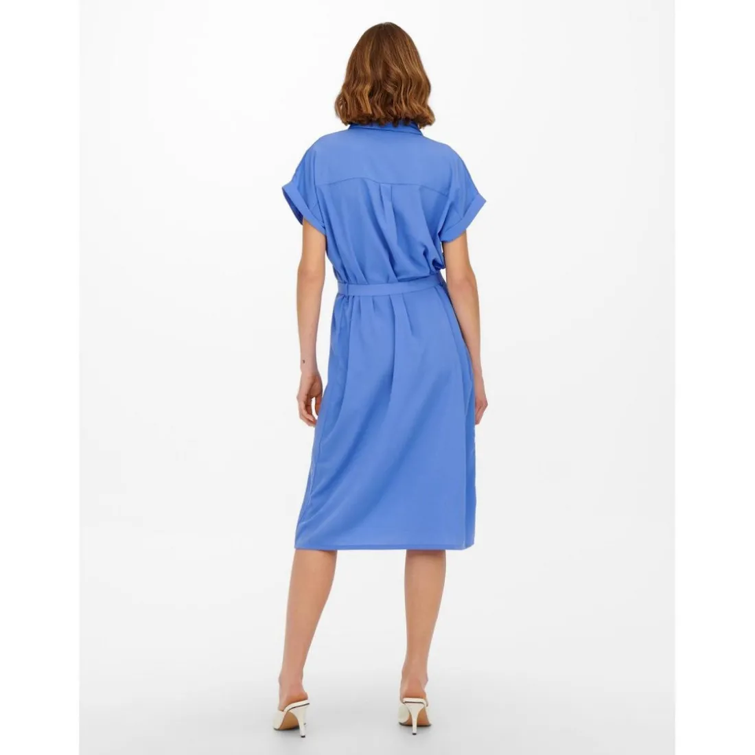 Robe chemise Manches courtes Au-dessus du genou Poignets repliés bleu Xia