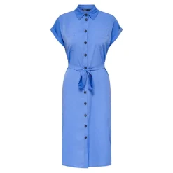 Robe chemise Manches courtes Au-dessus du genou Poignets repliés bleu Xia