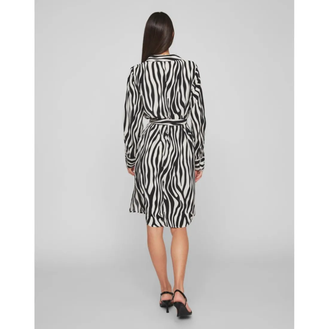 Robe col chemise noir en viscose Ula