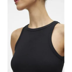 Robe col rond sans manches noir en coton bio Maud
