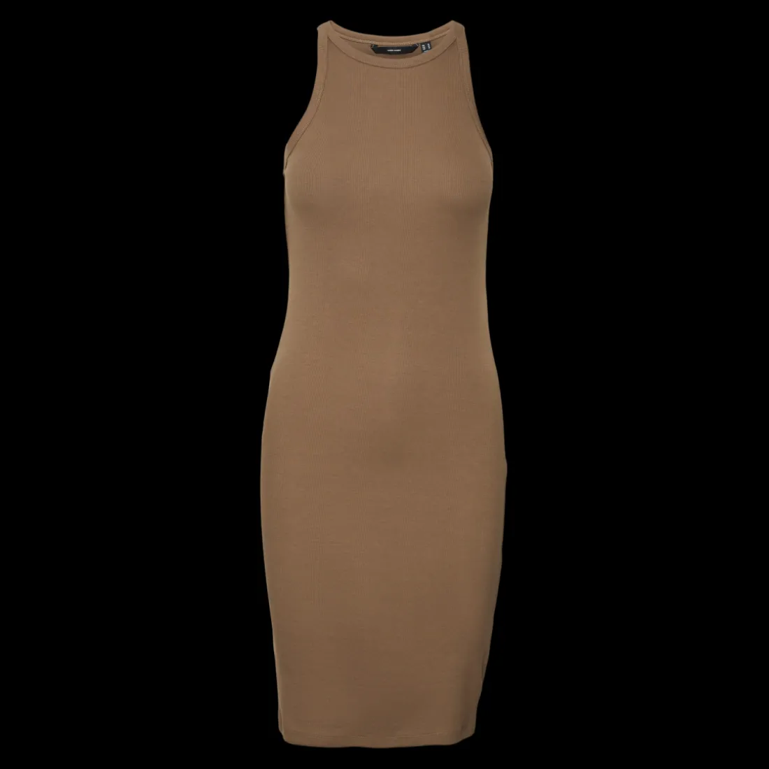 Robe col rond sans manches marron en coton bio Kai