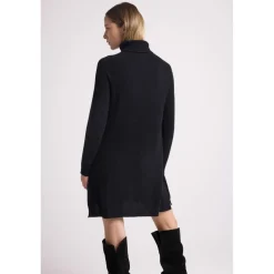 Robe col roule ample MARIE en cachemire noir