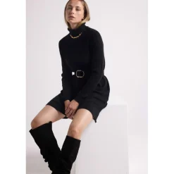 Robe col roule ample MARIE en cachemire noir