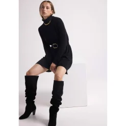 Robe col roule ample MARIE en cachemire noir