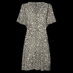 Robe court col en v manches larges manches courtes noir Kai