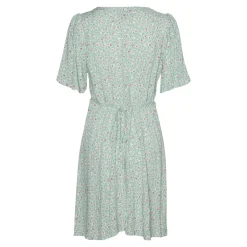 Robe court col en v manches larges manches courtes vert Noémie