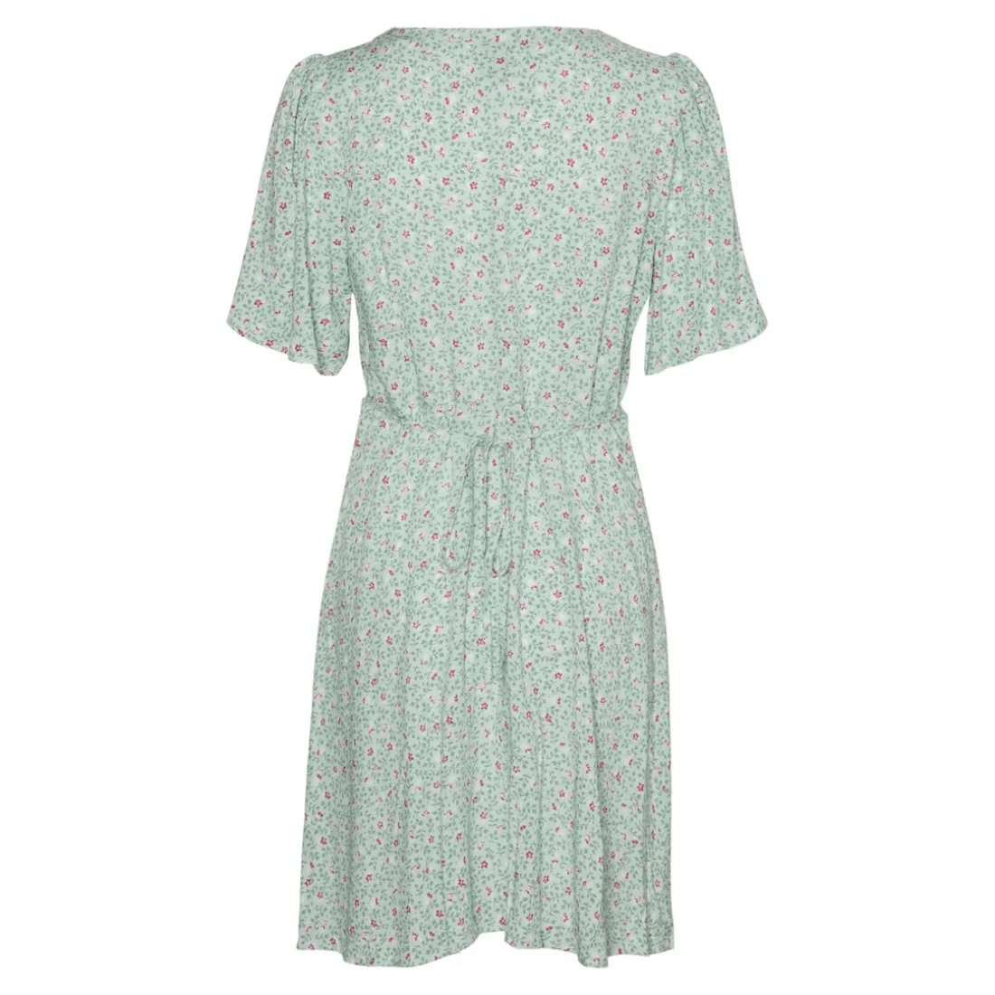 Robe court col en v manches larges manches courtes vert Noémie