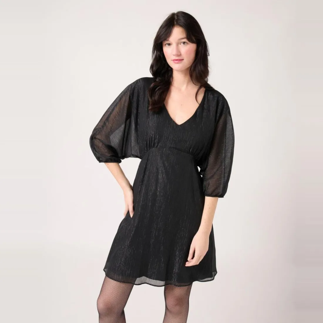 Robe courte à manches longues noir
