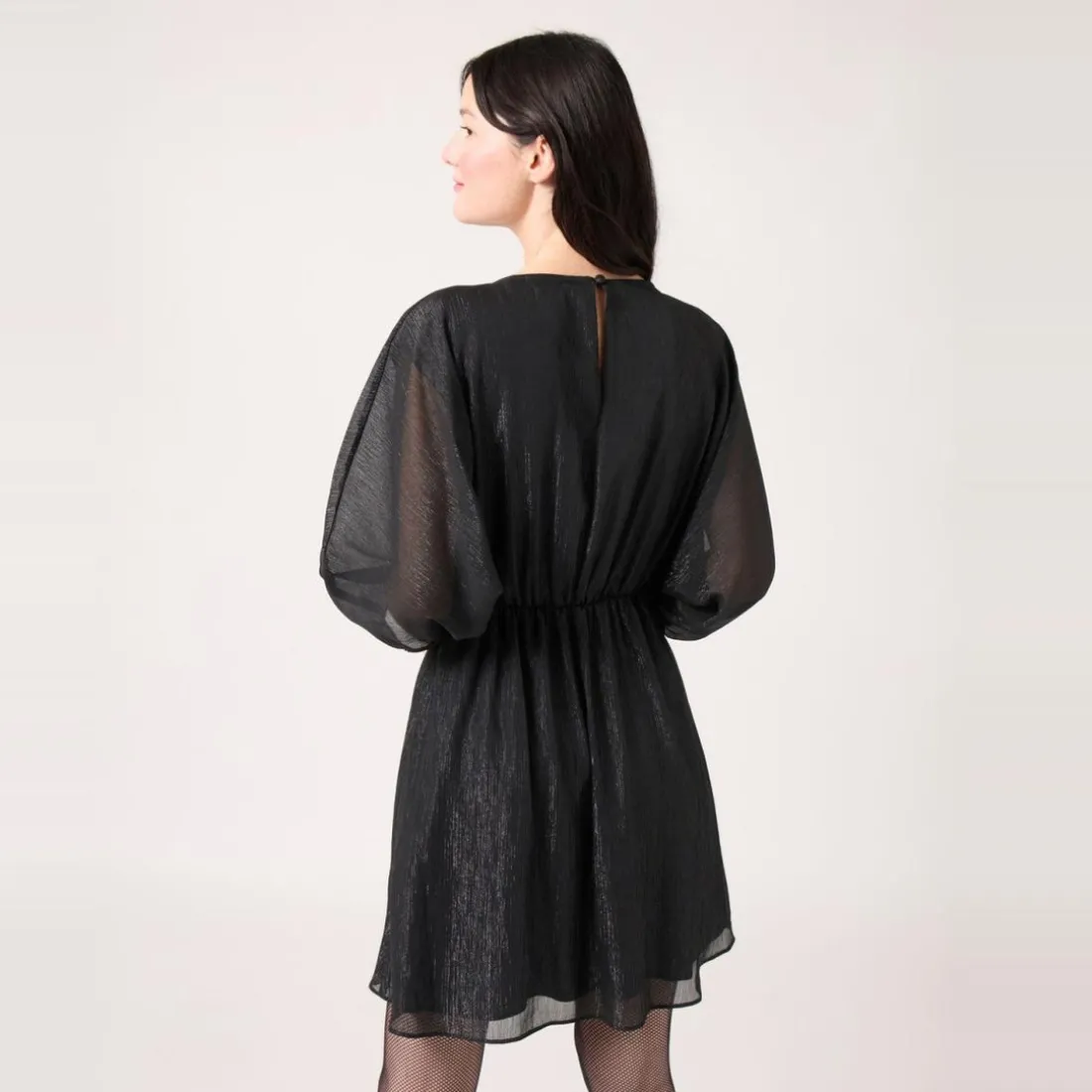 Robe courte à manches longues noir