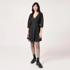 Robe courte à manches longues noir