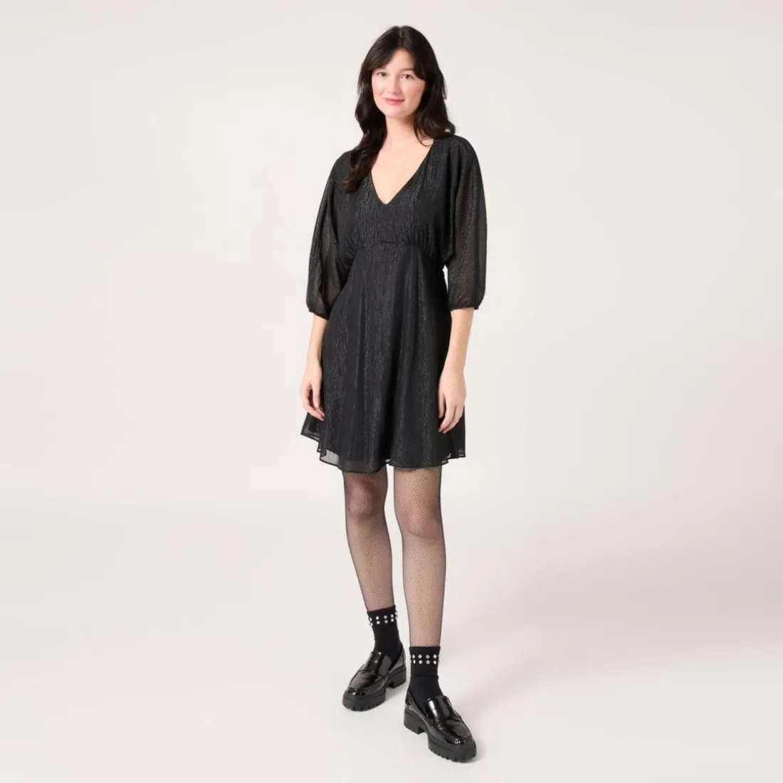 Robe courte à manches longues noir