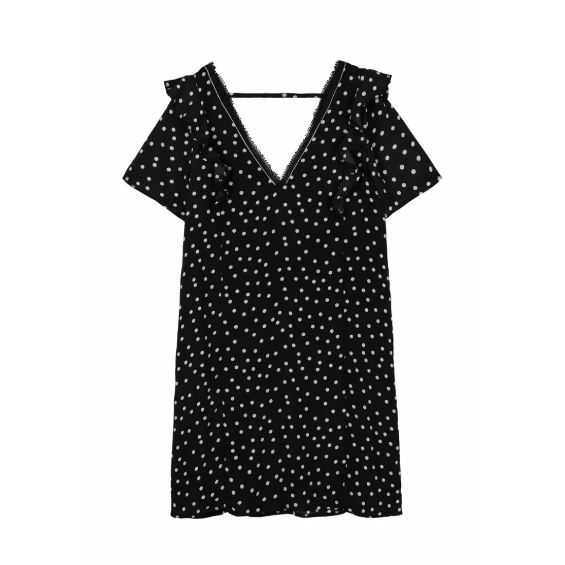 Robe courte à pois noir