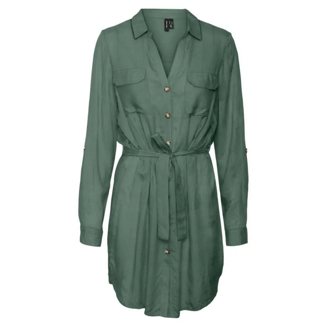 Robe courte avec col chemise vert