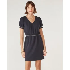 Robe courte cintrée détails manches bleu