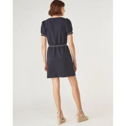 Robe courte cintrée détails manches bleu