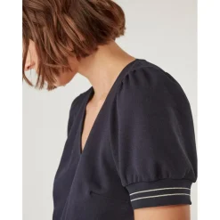 Robe courte cintrée détails manches bleu
