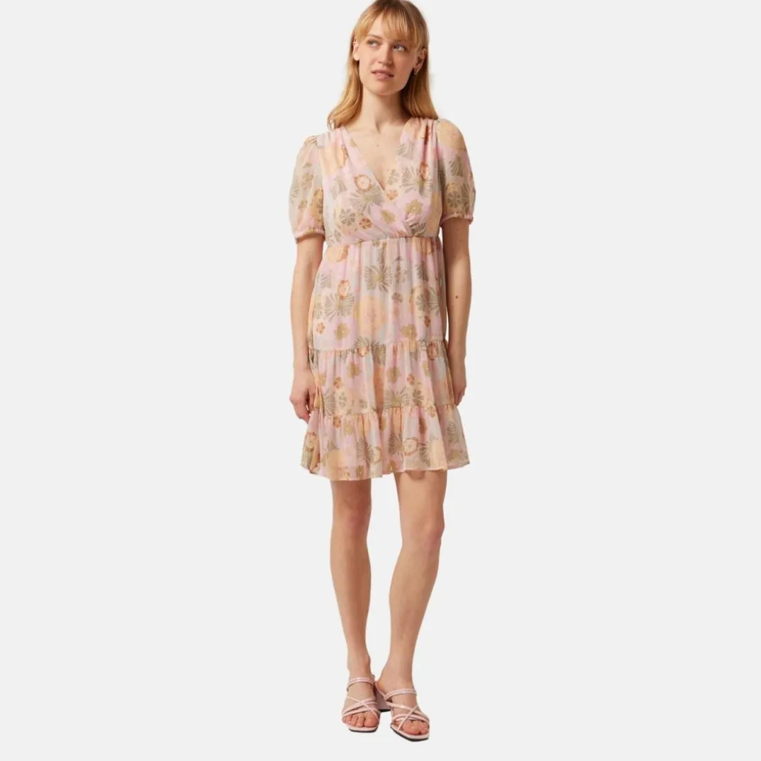 Robe courte cintrée imprimée vert