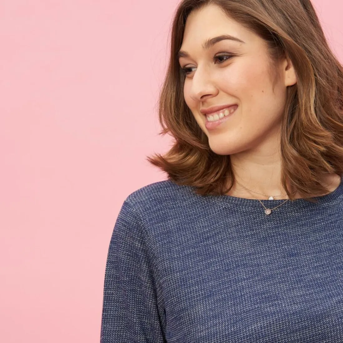 Robe courte cintrée manches longues femme - Bleu