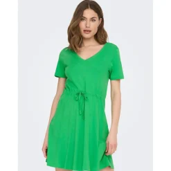 Robe courte Col en V Manches courtes Au-dessus du genou vert