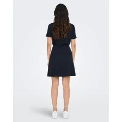 Robe courte Col en V Manches courtes Au-dessus du genou bleu