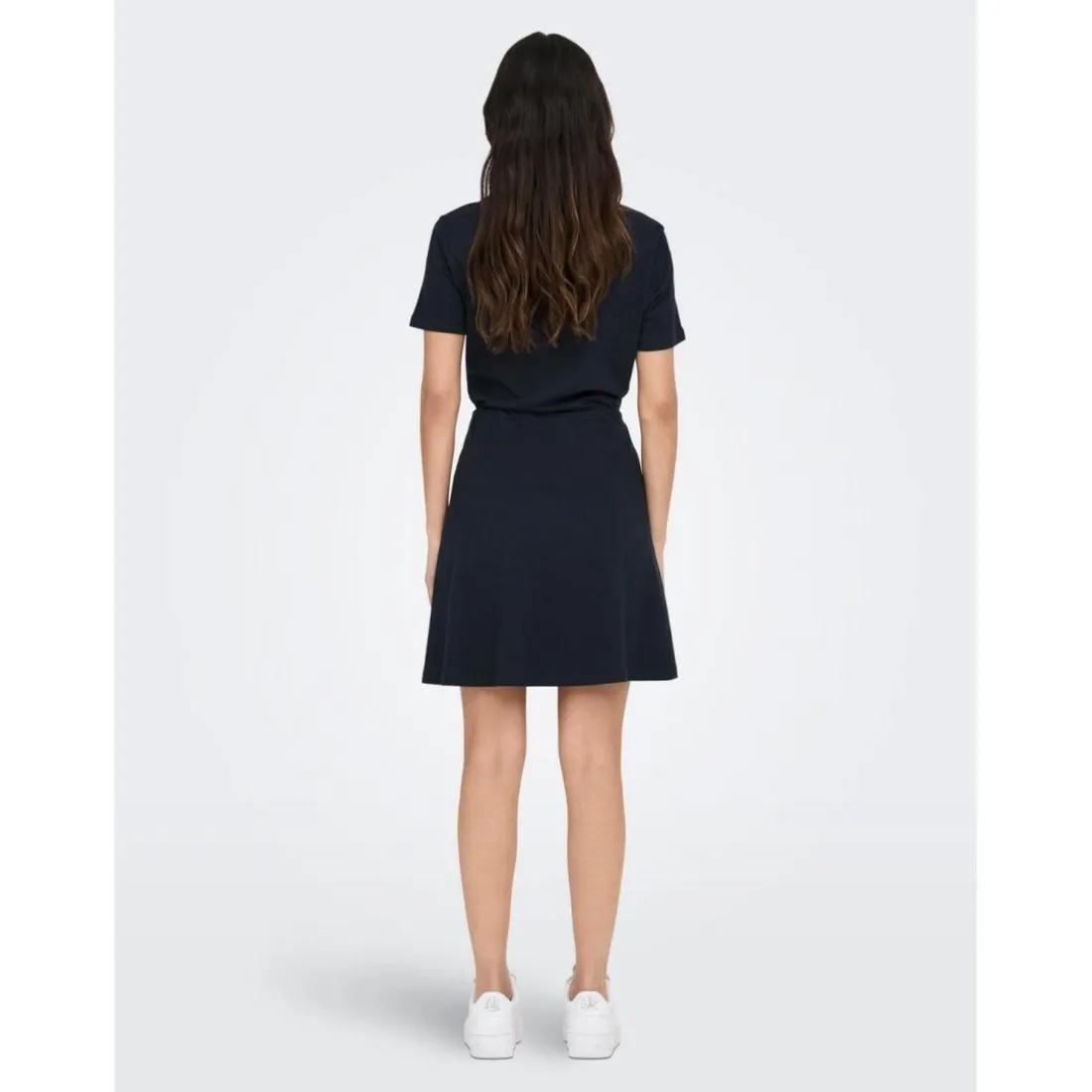 Robe courte Col en V Manches courtes Au-dessus du genou bleu