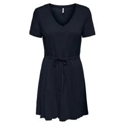 Robe courte Col en V Manches courtes Au-dessus du genou bleu