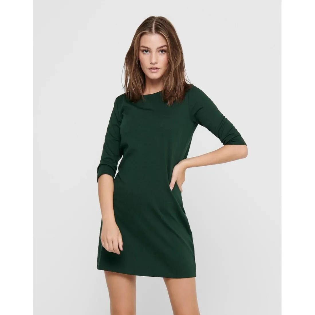 Robe courte Col rond Manches 3/4 Au-dessus du genou vert