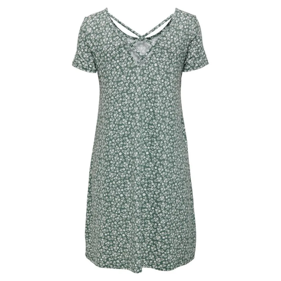Robe courte Col rond Manches courtes Dentelle féminine Au-dessus du genou vert en viscose