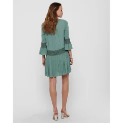 Robe courte Col rond Manches 3/4 Au-dessus du genou vert en viscose
