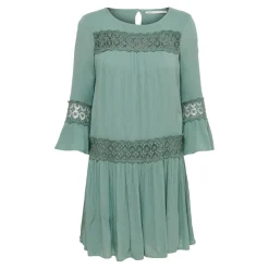Robe courte Col rond Manches 3/4 Au-dessus du genou vert en viscose
