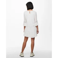 Robe courte Col rond Manches 3/4 Au-dessus du genou blanc en viscose