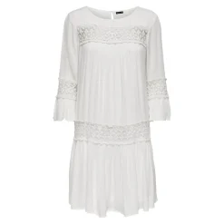 Robe courte Col rond Manches 3/4 Au-dessus du genou blanc en viscose