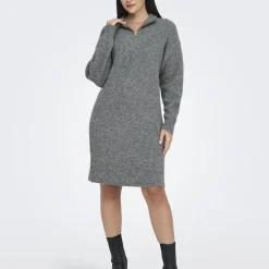 Robe courte col zippé Tokyo gris Eve