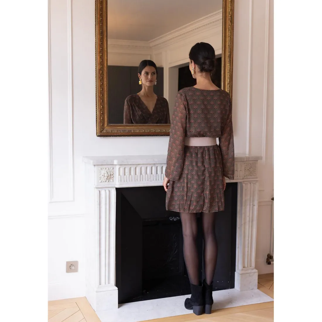 Robe courte croisée imprimée Farah