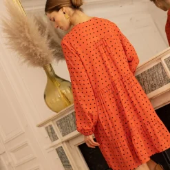 Robe courte Delia orange en viscose