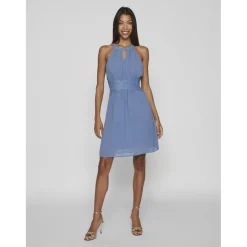 Robe courte dentelle féminine bleu Gia