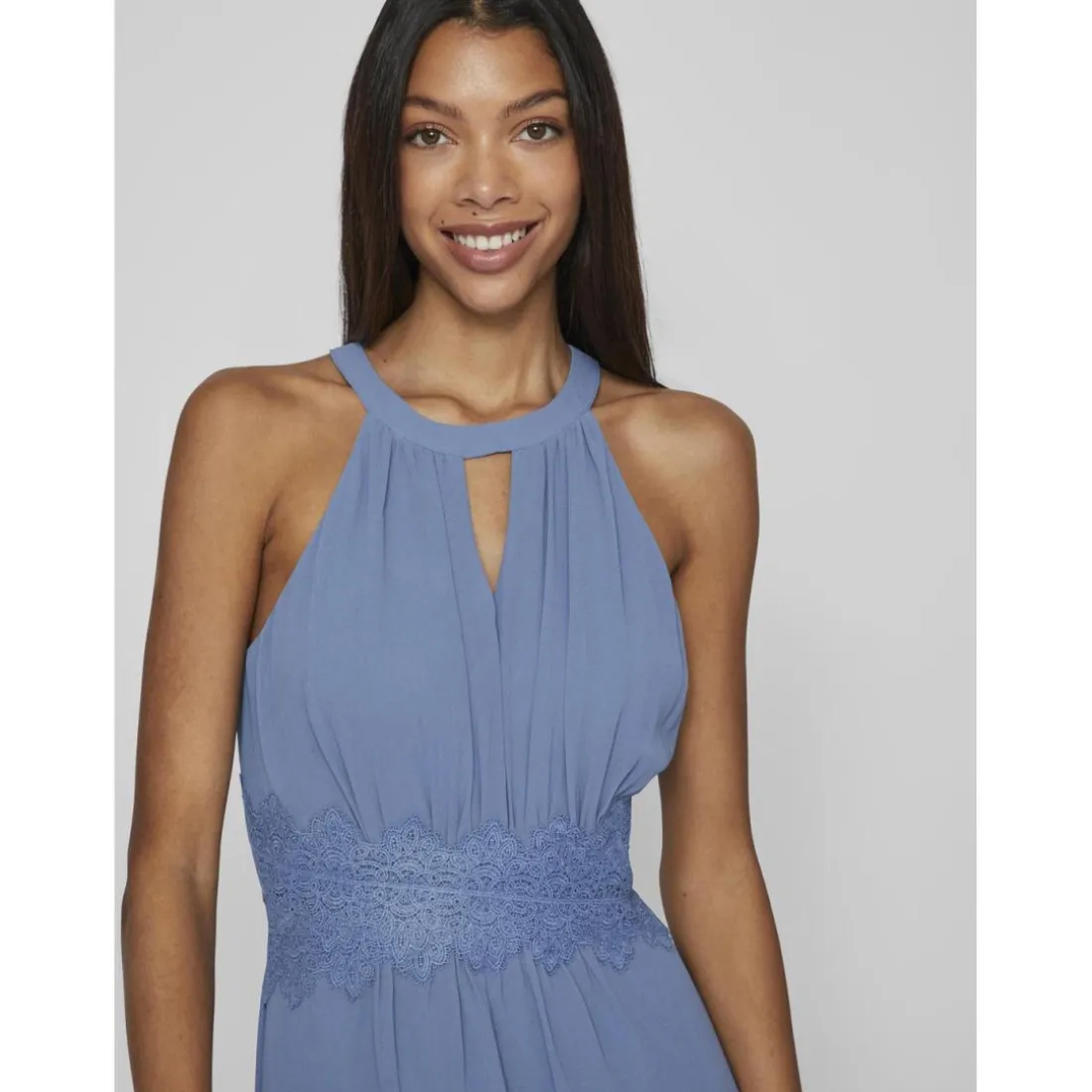 Robe courte dentelle féminine bleu Gia