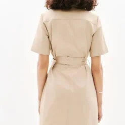 Robe courte femme taupe en coton
