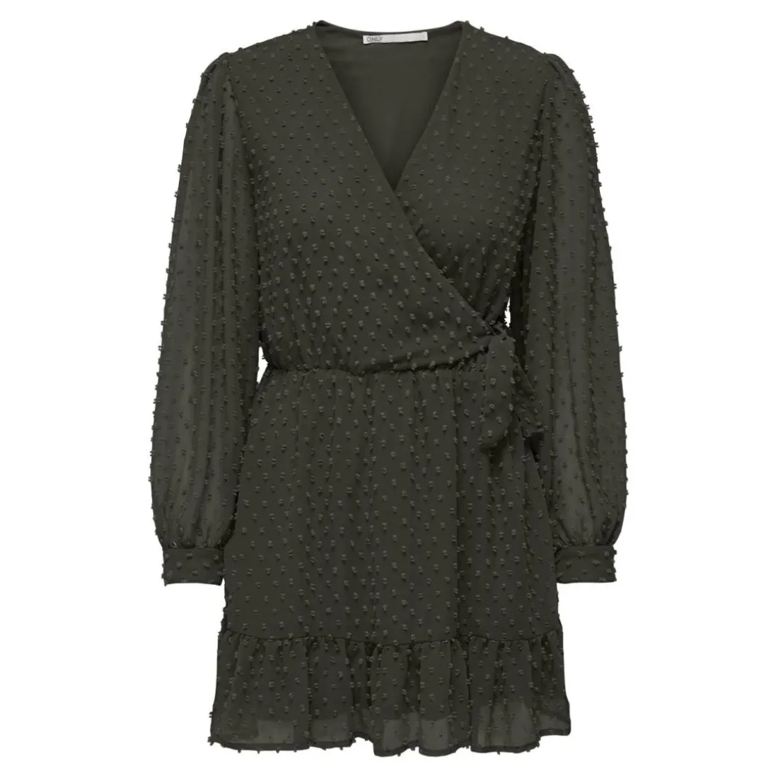 Robe courte fermeture à scratch manches longues vert foncé Ida