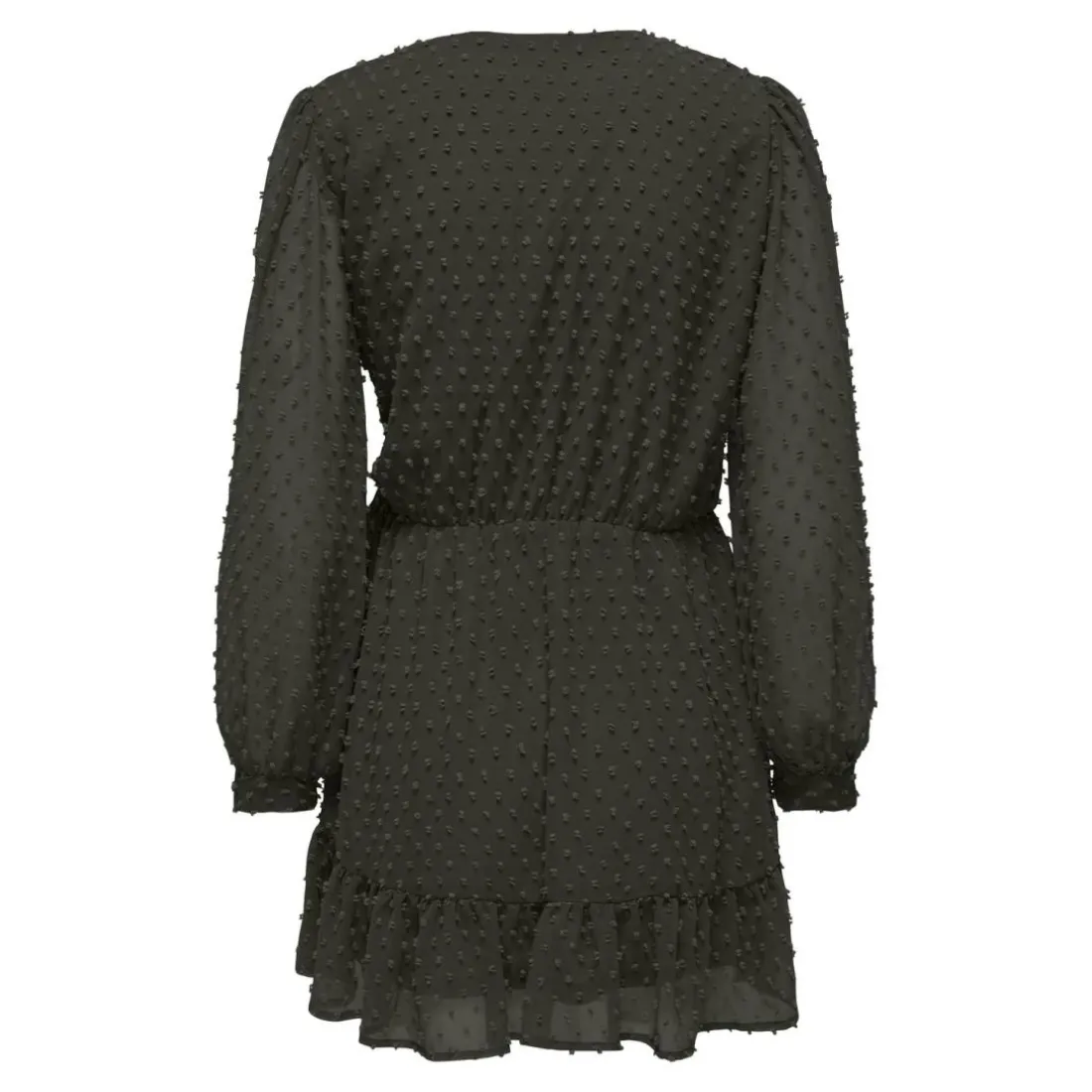 Robe courte fermeture à scratch manches longues vert foncé Ida