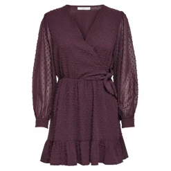 Robe courte fermeture à scratch manches longues violet foncé Louise