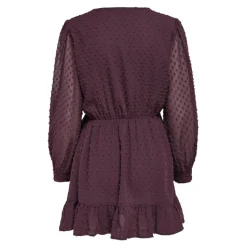 Robe courte fermeture à scratch manches longues violet foncé Louise