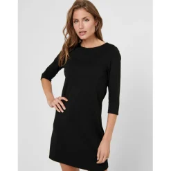 Robe courte fermeture éclair manches 3/4 noir Tia