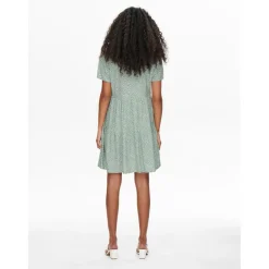 Robe courte Imprimé all over Col en V Manches courtes Au-dessus du genou vert