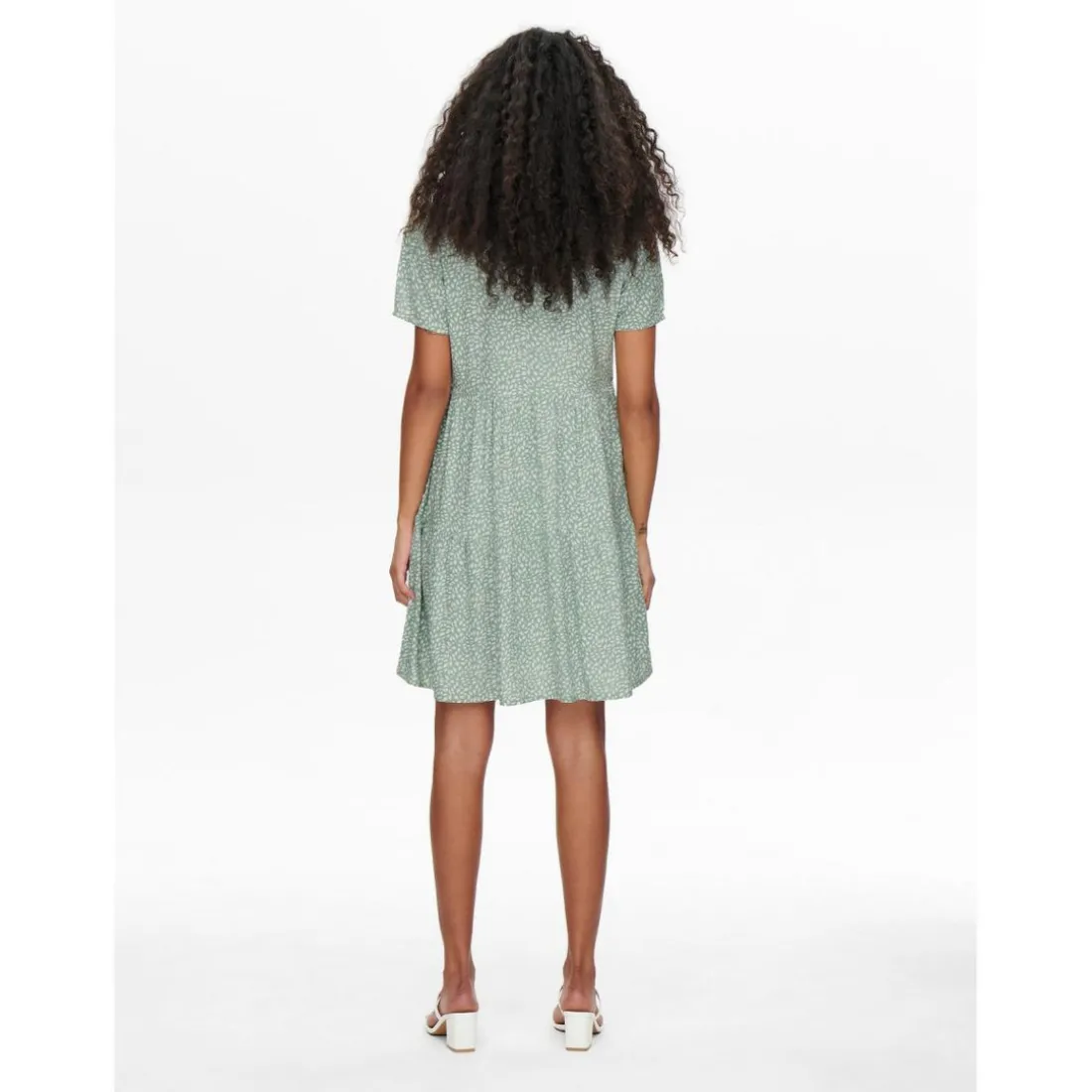 Robe courte Imprimé all over Col en V Manches courtes Au-dessus du genou vert