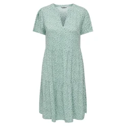 Robe courte Imprimé all over Col en V Manches courtes Au-dessus du genou vert