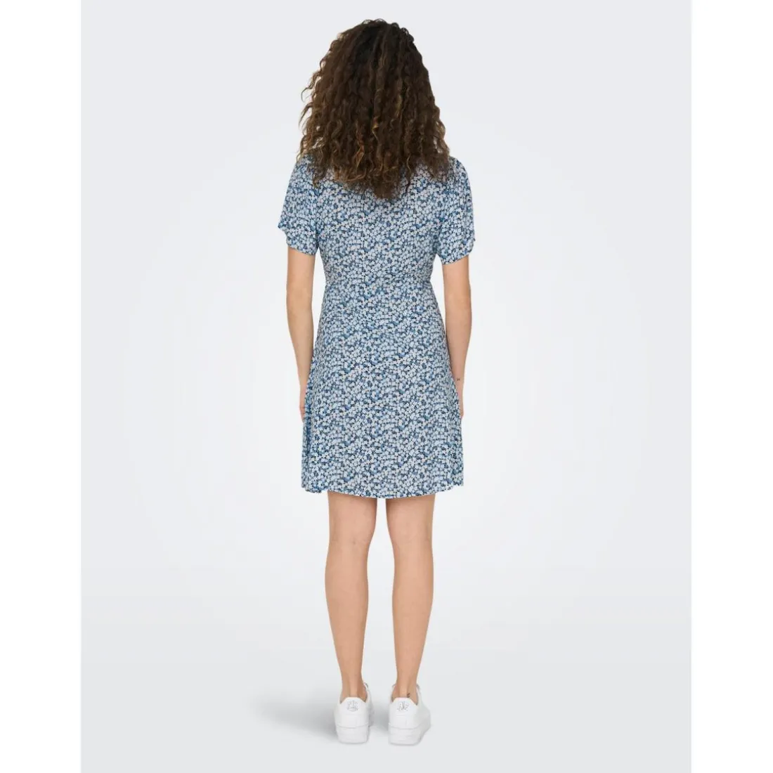 Robe courte Imprimé all over Col en V Manches courtes Au-dessus du genou bleu Gaia
