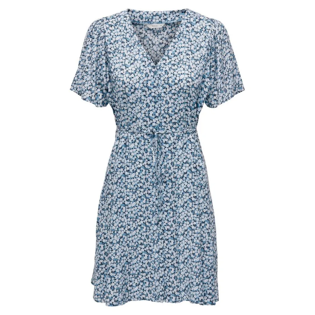 Robe courte Imprimé all over Col en V Manches courtes Au-dessus du genou bleu Gaia