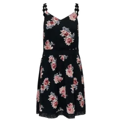 Robe courte Imprimé all over Col en V Sans manches Dentelle féminine Longueur mini bleu