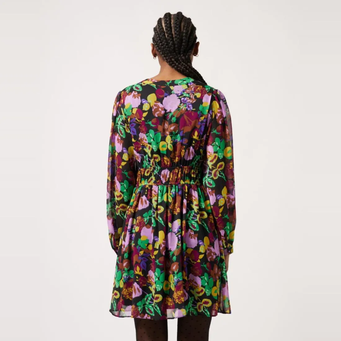 Robe courte imprimé floral noir